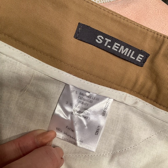 St. Emile Trousers with Stitching Detail, Tan, Front Zip, Side Pockets, Sz 4 - Picture 6 of 13